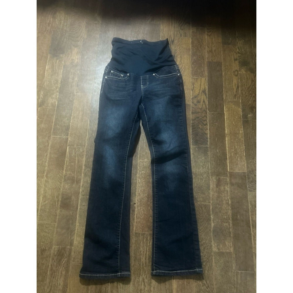 Recruit Jean Maternity Pants Size‎ S Blue Denim Stretch Waist Pockets Bling